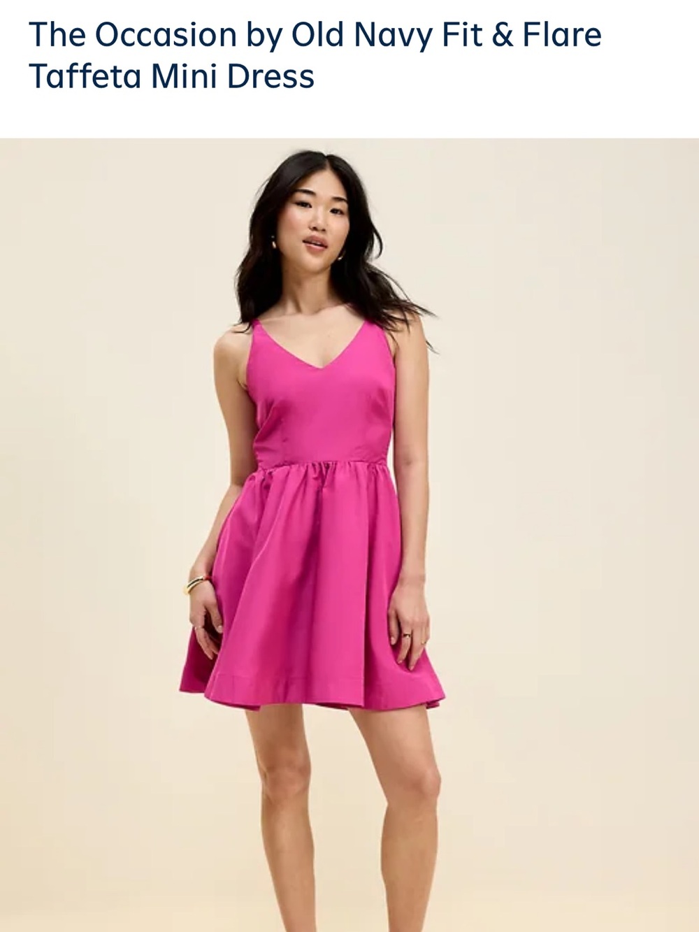 Old Navy Hot Pink V‑Neck Fit & Flare Mini Dress Size Small